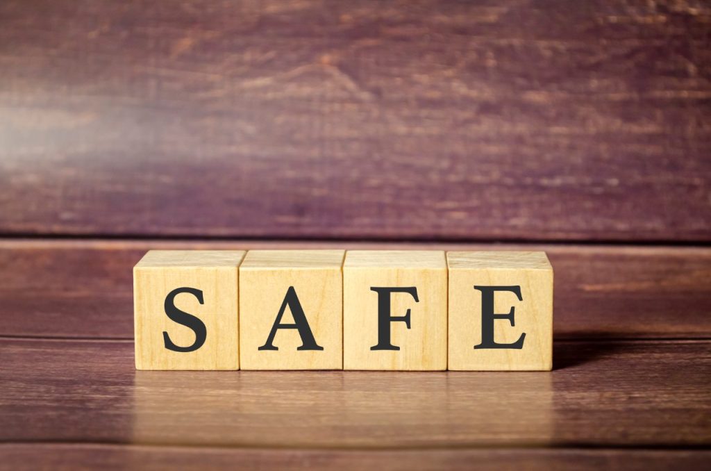 word safe spelled on wooden blocks