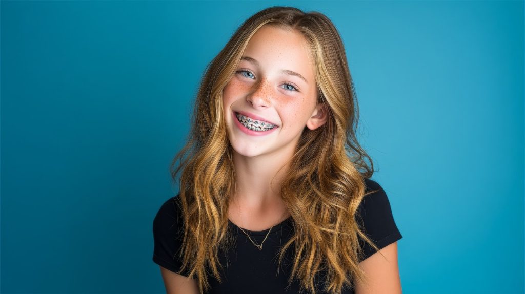 young woman wearing braces smiling