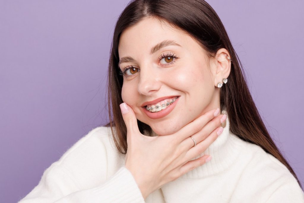 girl with braces close-up