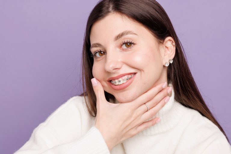 girl with braces close-up