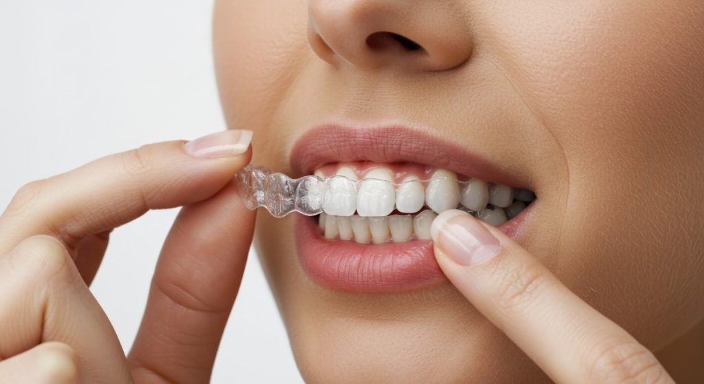 Dental alignment process using clear retainer for teeth correction